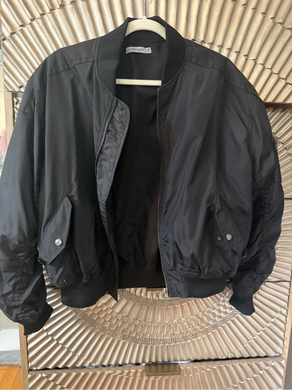 Carmar Black Bomber Jacket with Ribbed Trim